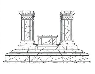 Naklejka premium A black and white drawing of two architectural columns