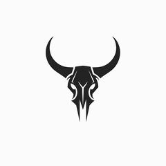 Naklejka premium Black bull skull silhouette against white background graphic design