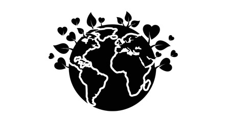 Black and white earth with hearts.