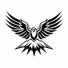 Fototapeta premium Soaring eagle silhouette in flight against white background vector design