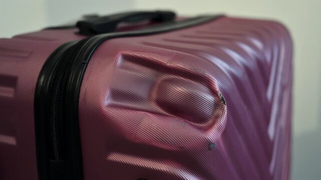Crumpled suitcase Damage during transportation. 