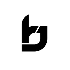 Obraz premium Abstract Black Letter B and Leaf Minimalist Logo Design