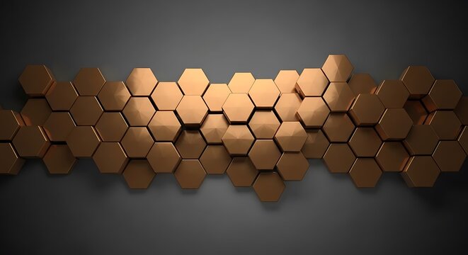 Abstract Hexagonal Pattern with Metallic Texture and Dramatic Lighting.