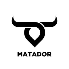 Obraz premium Matador bull head logo design with abstract horns and powerful brand symbol