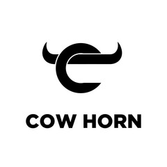 Obraz premium Abstract C Letter Cow Horn Minimalist Logo Design