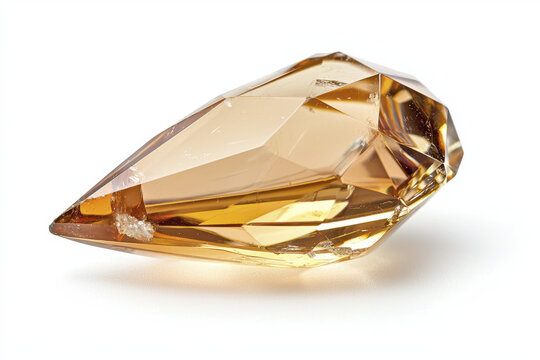 Beautiful crystal stone with golden hue, showcasing intricate facets and polished surface, perfect for decoration