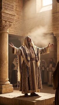 Proud Pharisee Praying In Temple Courtyard