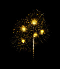 Fototapeta premium Golden firework sparkling on black background for celebration and anniversary