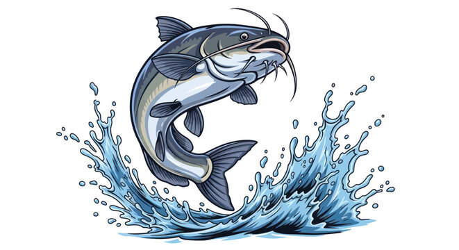 Leaping Catfish Fish Jumping Out of Water Splash