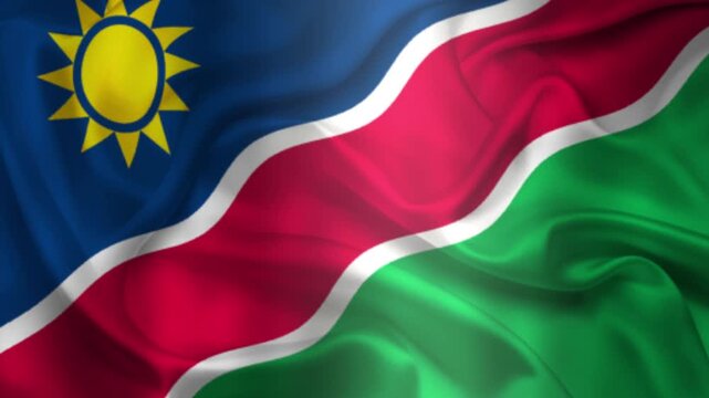 Flag of Namibia, Namibia 3D Animation flag waving in the wind. 4K Namibia Flag Animation waving with fabric texture.
