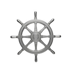 Obraz premium Metal Ship Wheel Isolated Black Background