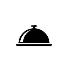 Fototapeta premium Black silhouette of a food serving dome on a plate.