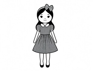 Fototapeta premium A young girl wearing a dress with a bow on her head, suitable for children's or family-themed illustrations