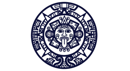 Obraz premium Aztec Sun Stone Calendar Icon, Ancient Mesoamerican Symbol, Culture and History