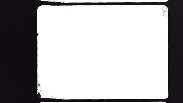 Vintage Film Strip Overlay with White Frames and Black Borders for Retro Video Effects.