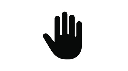 Black Hand Stop Gesture Icon Vector