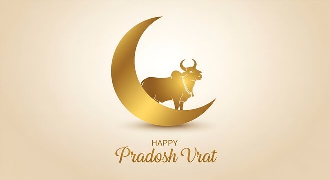 Image is a digital illustration featuring a stylized design with a minimalist layout. The central subject is a golden crescent moon, elegantly curved and positioned against a soft beige background. Ne