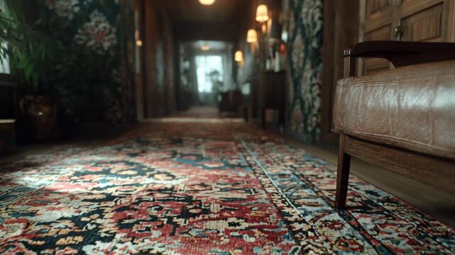 Intricate Persian Rug Detail: Vibrant Red and Blue Floral Pattern Texture Close-Up for Design and Backgrounds