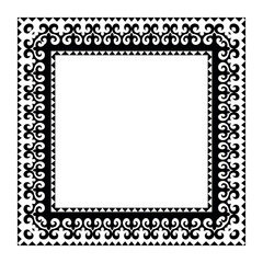 Obraz premium Square Kazakh national ornament frame. Turk national ornament. Detail and element for design, postcard, Sandblasting, ceramic, patchwork, Borders, frame, invitation, diploma, Artwork, embroidery.