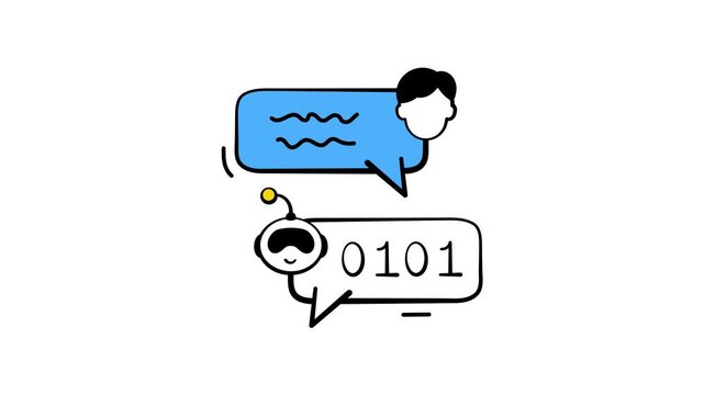 An eye catching hand drawn icon animation of robot conversation, ready to use vector