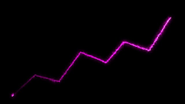 Neon purple color business growth rising arrow. business chart growth concept.