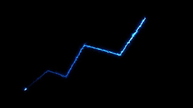 Neon blue color business growth rising arrow. business chart growth concept.