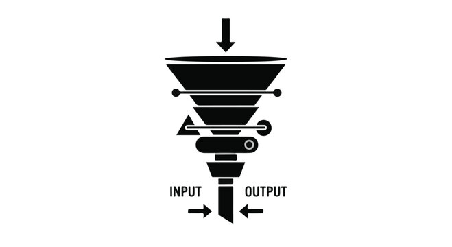 industrial funnel diagram with input and output