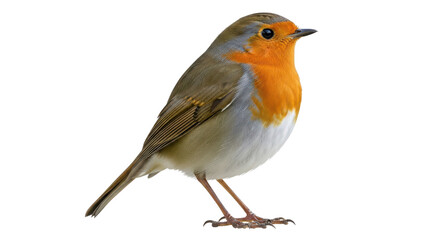 Fototapeta premium Vibrant European Robin bird with distinctive orange-red breast and brown plumage, standing gracefully, perfect for nature and wildlife themes isolated PNG with Transparent Background