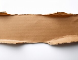 Obraz premium realistic horizontal torn kraft paper banner strip isolated on white background