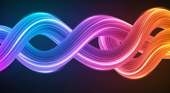 Abstract Swirling Neon Light Tube Flowing Through Darkness.