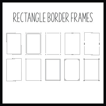 Minimal Rectangle Border Frame Set, Star Corner Thin Line Page Border Clipart, Elegant Certificate Wedding Invitation Frame, Simple Clean Line Art Border, Vector Illustration