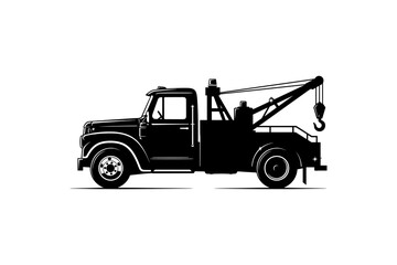 Fototapeta premium Vintage tow truck silhouette with classic design elements