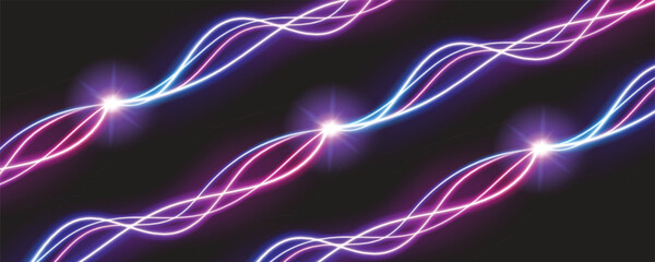 Neon effect background vs neon. Collision of blue and pink lightning energy. Neon shocks and magic storm versus concept. Particle explosion for battle design. Release of abstract confrontation © yedar