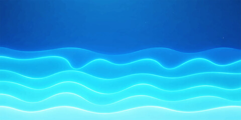 Fototapeta premium Blue vector wave pattern with a flowing ocean texture and summer beach curves for a nature backdrop design