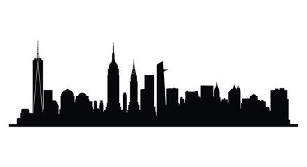 A stark black silhouette of the new york city skyline © APIM02SN