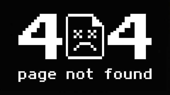 404 Page Not Found error message pixel art graphic for web design