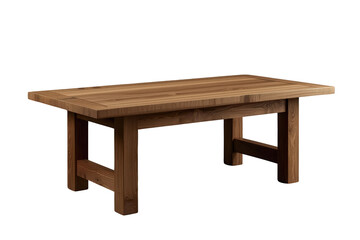 Fototapeta premium Wooden dining table with rustic oak finish and panel details, featuring a transparent background for versatile use