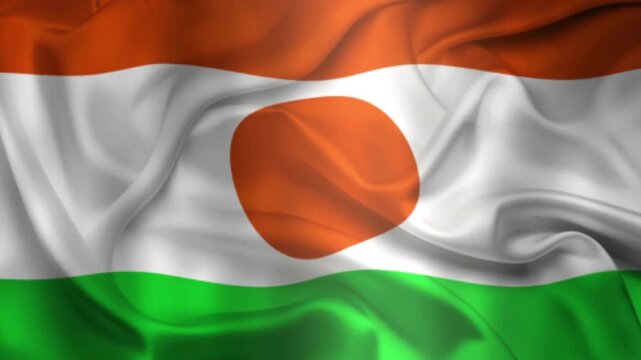 Flag of Niger, Niger 3D Animation flag waving in the wind. 4K Niger Flag Animation waving with fabric texture.
