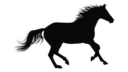 Majestic galloping horse silhouette with flowing mane and tail in motion © MDRaisul