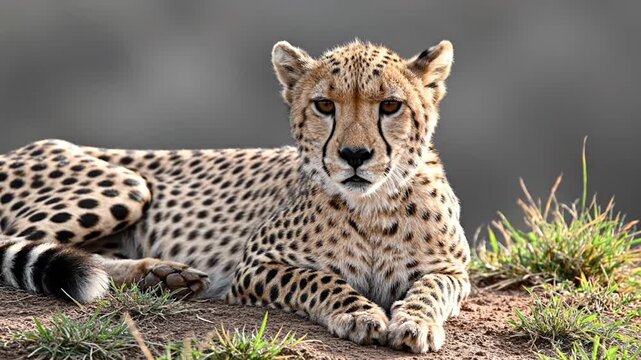 Cheetah Lying Down in Natural Habitat.