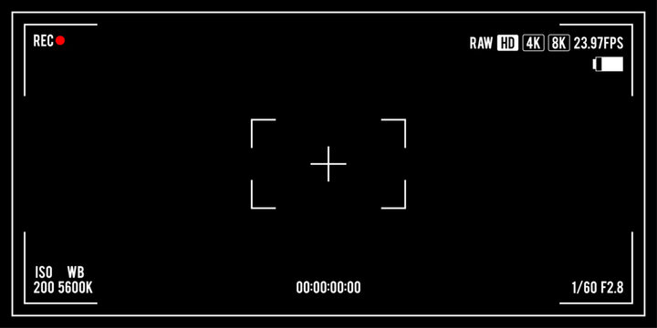 modern digital camera viewfinder recording overlay with 4k video settings.