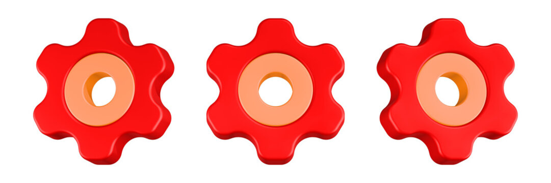 gear icon 3d ender red color