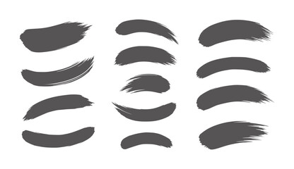 Fototapeta premium Collection of dark grey brush strokes white paint