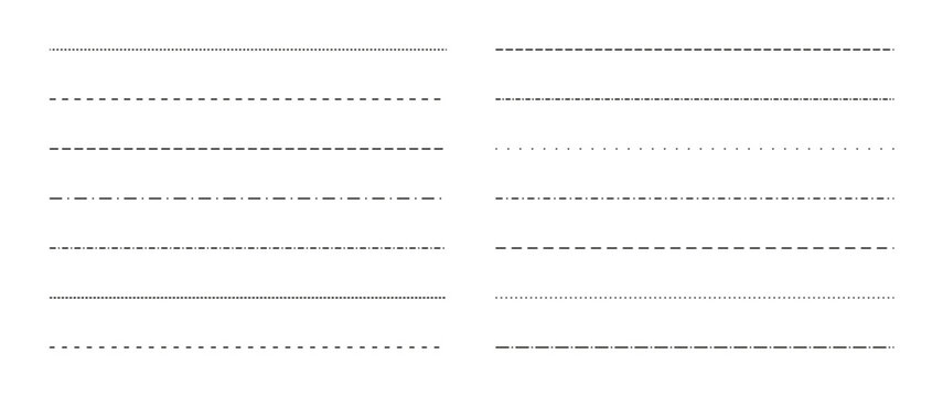 Line border set with dash dot black and cut design notebook. Pattern straight vector with abstract background collection and cross cute decorative. Different divider line with element graphic.