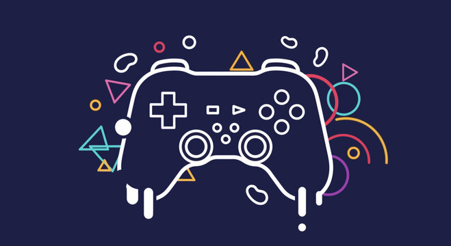 Video Game Controller with Abstract Shapes and Colors
