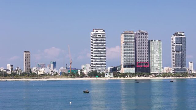 Some small boats out at sea, Da Nang coast, Vietnam