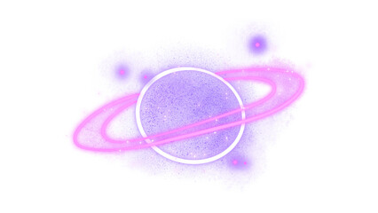 neon purple saturn planet with galactic rings illustration © background ghost 