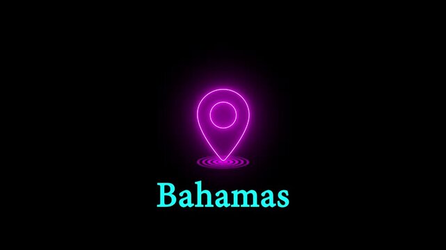 Animated neon pink map pin location marker on black background neon glow gps navigation search finding neon glow gps navigation searc