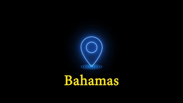 Animated neon blue map pin location marker on black background neon glow gps navigation search finding neon glow gps navigation searc