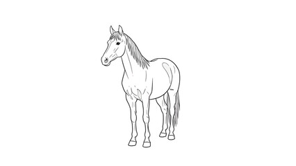 Fototapeta premium Horse Line Drawing in Serene Environment